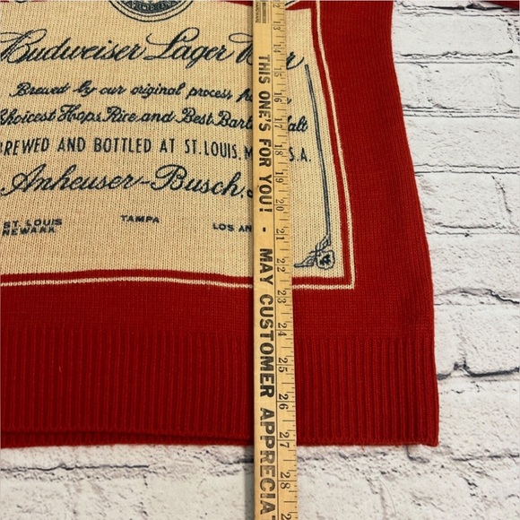 UO x Lancaster Unisex Sweater Pullover Budweiser BeerVintage Red Crew Neck Small - Picture 8 of 11